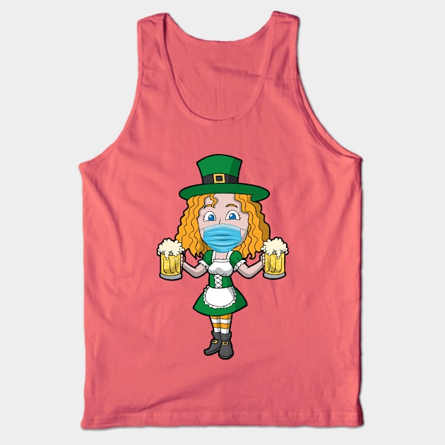 Irish Girl Beers Mask St Patrick's Day Tank Top by E